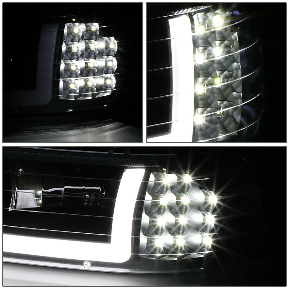 Black Housing 4Pcs LED DRL Headlight with Bumper Turn Signal for