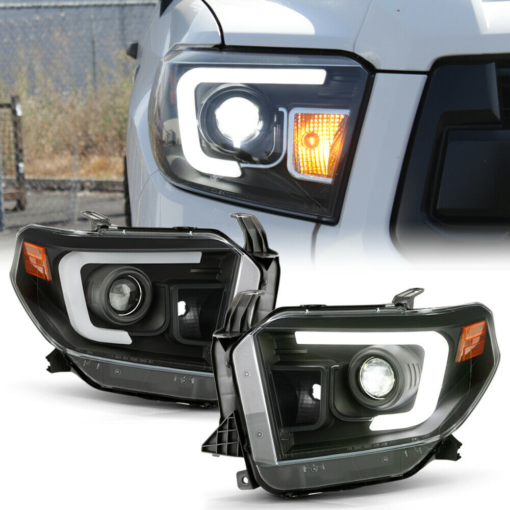 Black TRUE LED Hi/Lo Beam DRL Tube Projector Headlight for 14-17