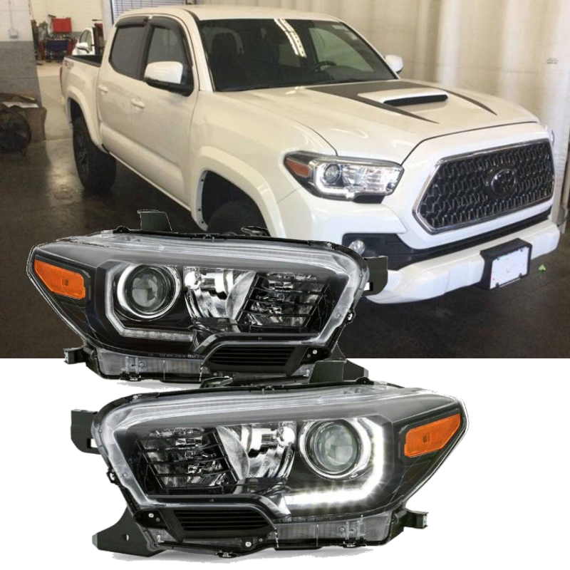 Black Housing HeadLight with LED DRL Projector Lamp for 2016-2018