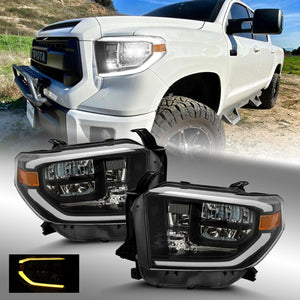 Black TRUE LED Hi/Lo Beam DRL Tube Projector Headlight for 14-17