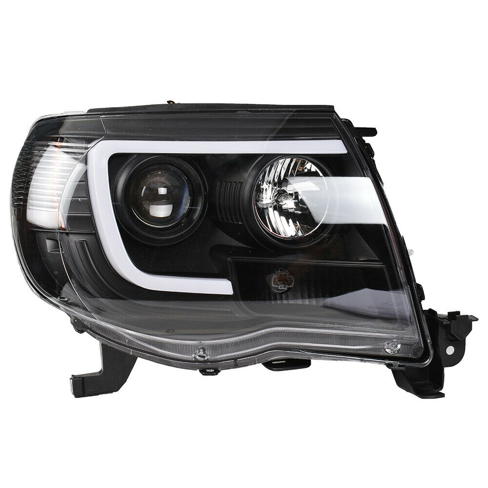 Black Projector HeadLight with Clear LED Tube Headlamps for 2005-2011  Toyota Tacoma