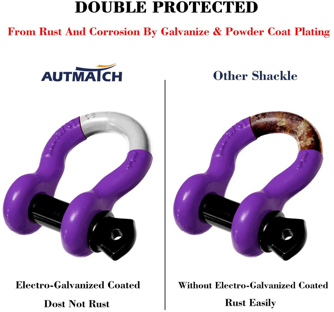 Purple 2 Pcs Automatch D-Ring Shackle With Screw Pin Isolator for