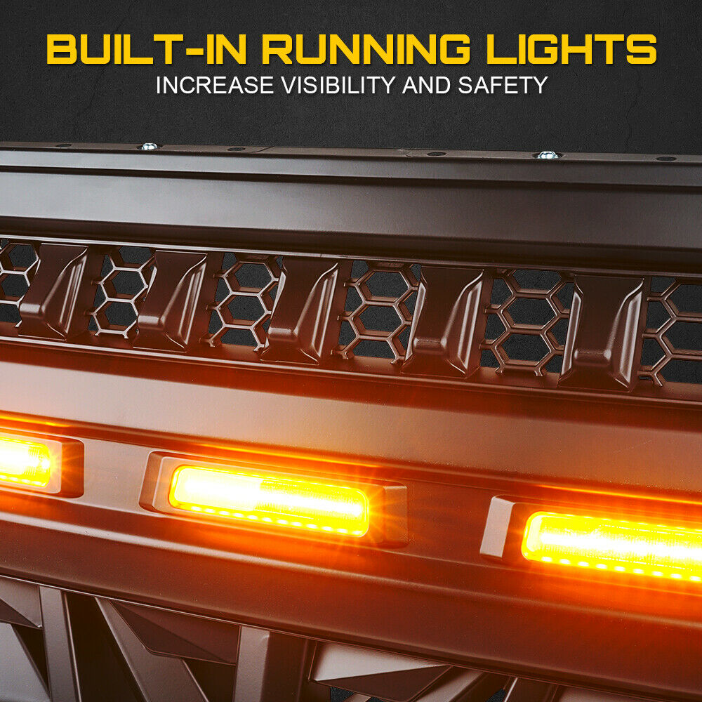 Black Xprite Venom Grille with Amber Run Lights for 18-21 Jeep