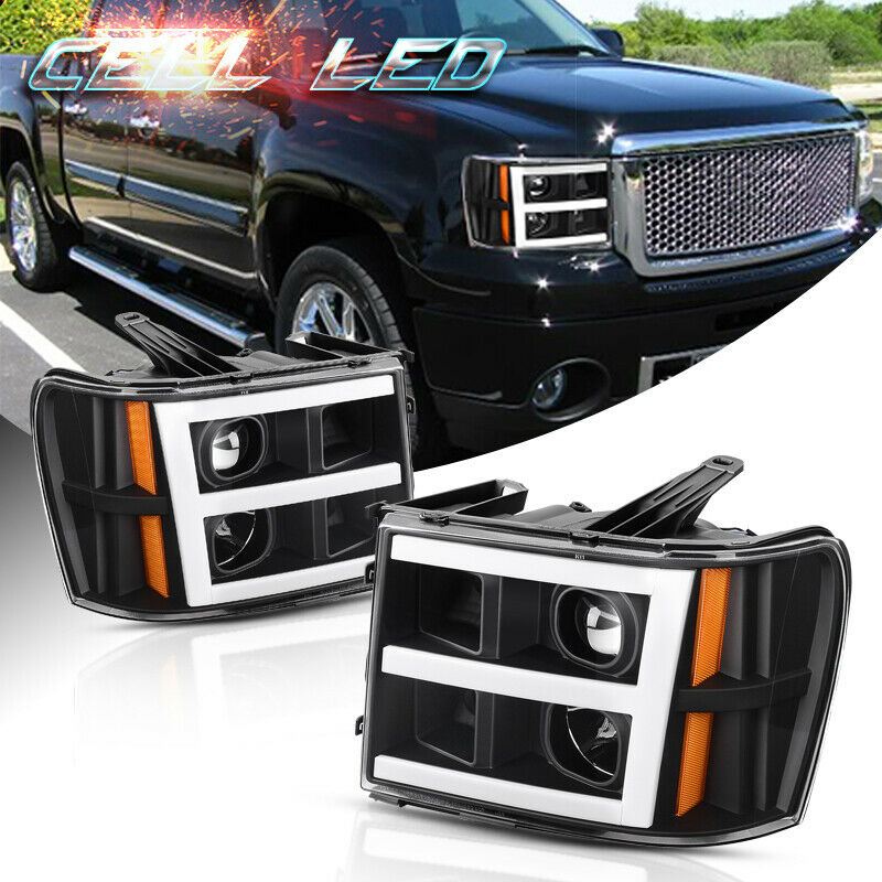 Black Housing Headlight with LED DRL Projector Tube for 2007-2013
