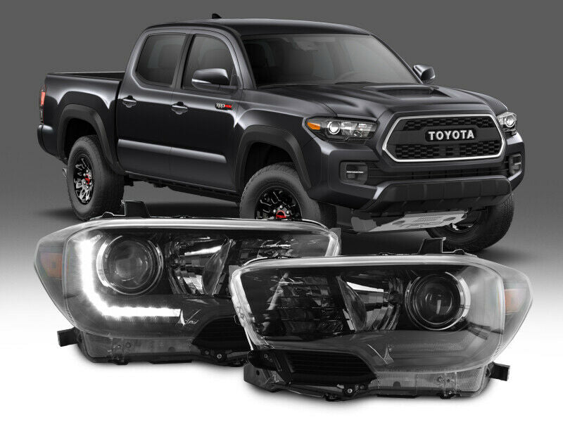 Black TRD Full Black LED DRL Plug & Play Headlight for 16-21