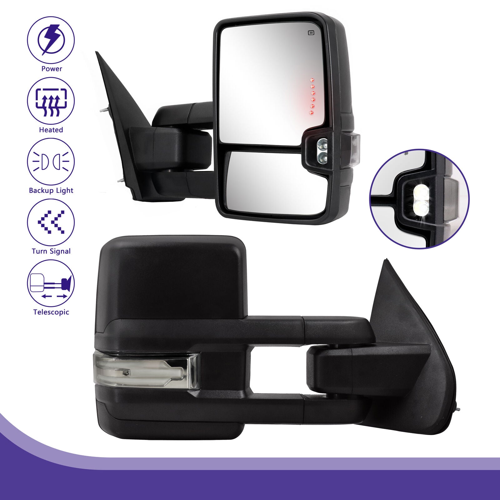 Black Power Heated Tow Mirrors with LED Signal from Weathers Auto