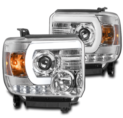 Chrome Clear Housing Headlights with Bumper Lamps for 01-07 GMC